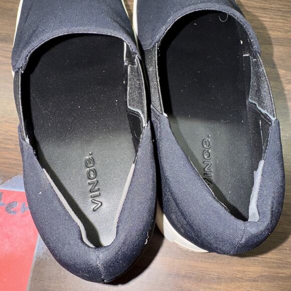 L Vince Womens Suede Slide On Strecth Platform Sneakers Black Size 6 - Picture 5 of 6